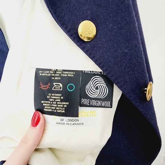 RARE Aquascutum of London - Classic Fitted Virgin Wool Jacket in Blue, Size S - Picture 9 of 9